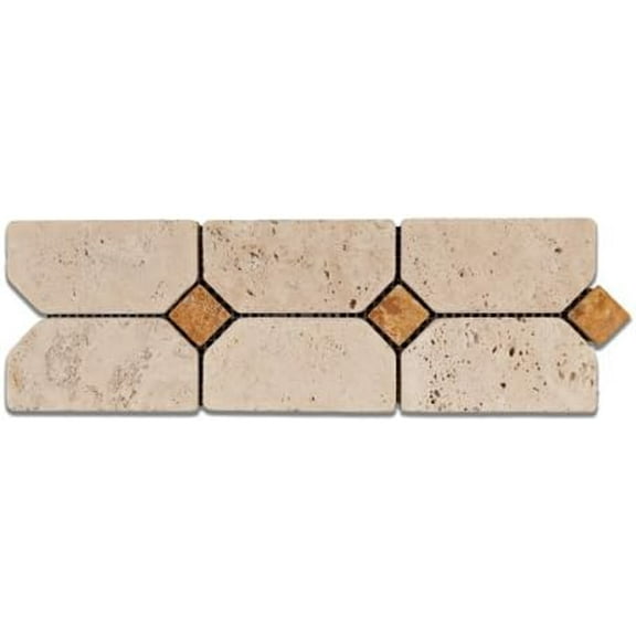 Ivory & Gold Travertine Ravenna Tumbled Border/Listello - Box of 5 Pcs.$$Tools & Hardware Other