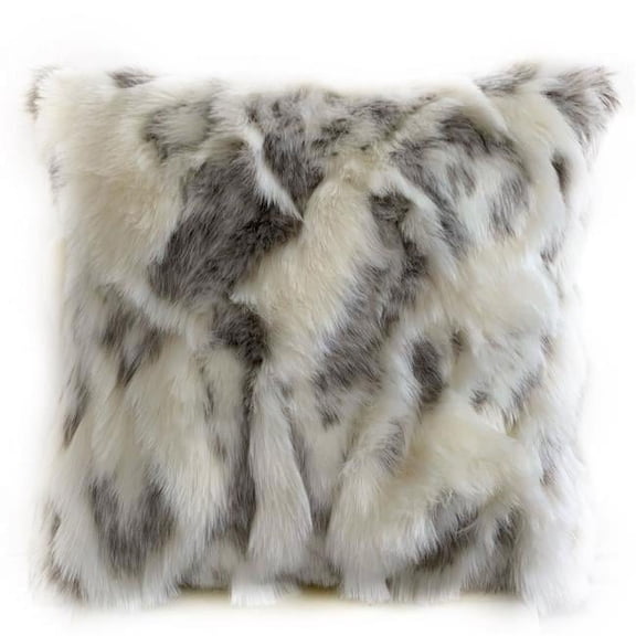 Ivory & Gray Ivory Rabbit Fur Animal Faux Fur Luxury Throw Pillow - 12 x 20 in.