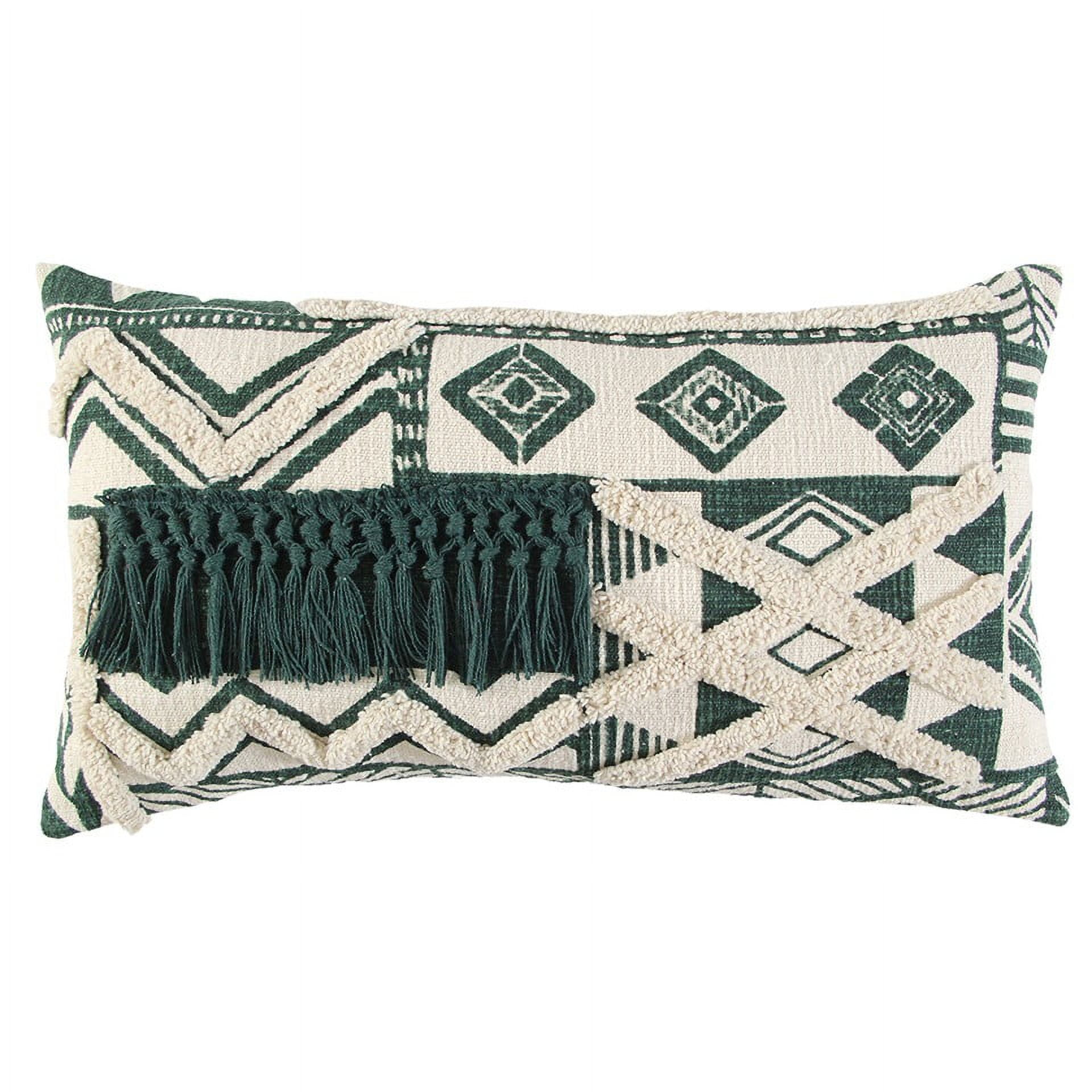 Ivory Green Geometric Boho Chic Lumbar Pillow Ivory Green Geometric Boho Chic Lumbar Pillow