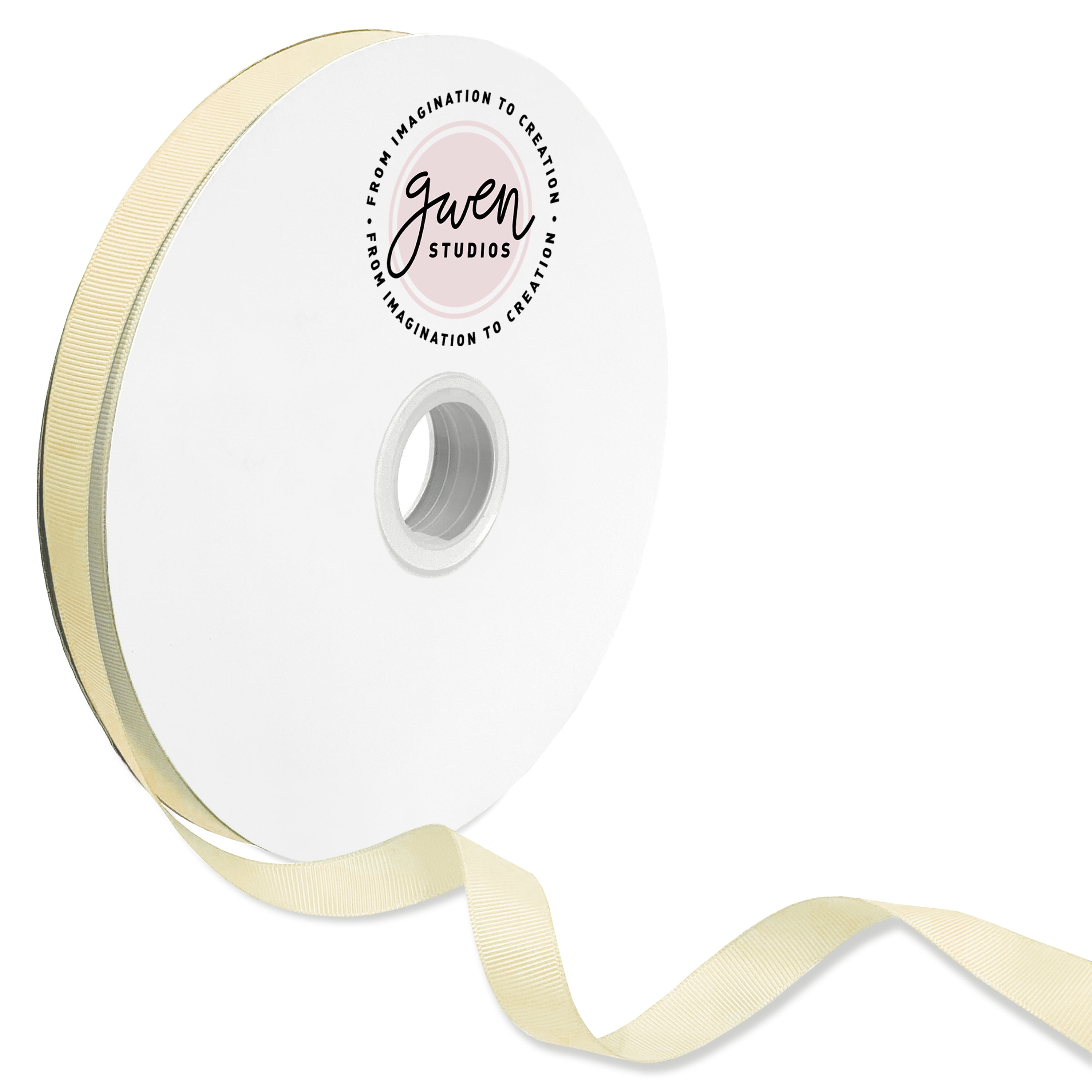 Ivory Grosgrain Ribbon for Crafts and Bows, 5/8" x 100 Yards by Gwen Studios