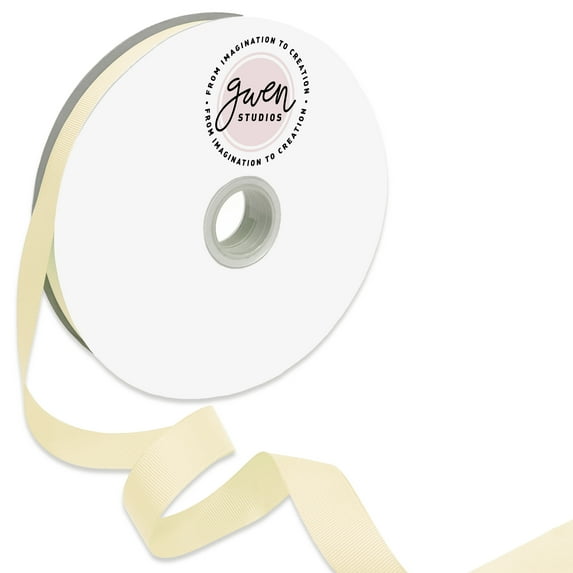 Ivory Grosgrain Ribbon for Crafts and Bows, 7/8" x,100 Yards by Gwen Studios