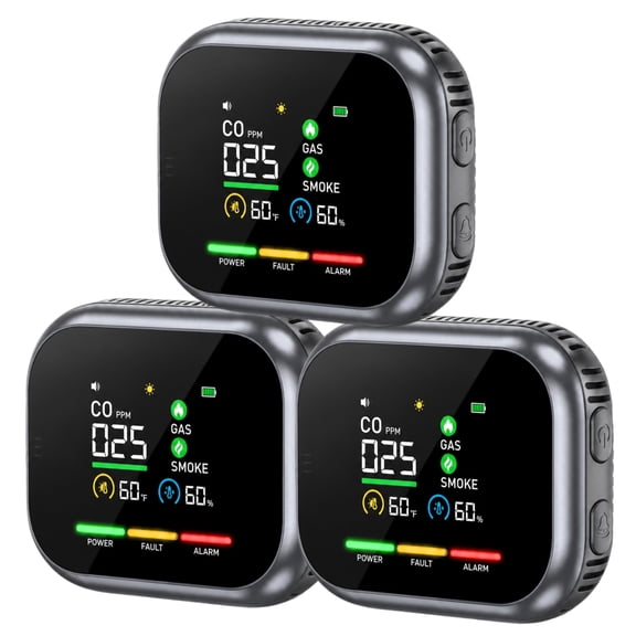 Ivory Home Sense CO Detector, 6-in-1 Portable Gas Monitor, Plug-in & Battery Powered, 2.8" Rotatable Full-Color Digital Display, Magnetic Base, for Home, RV, Camping & Car Travel
