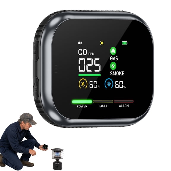 Ivory Home Sense CO Detector, Ivory Home Sense 6-in-1 Indoor Environmental Monitor with Color Display, Sound Notification, Temperature & Humidity Tracking, Type-C Power, Magnetic Mount for Home