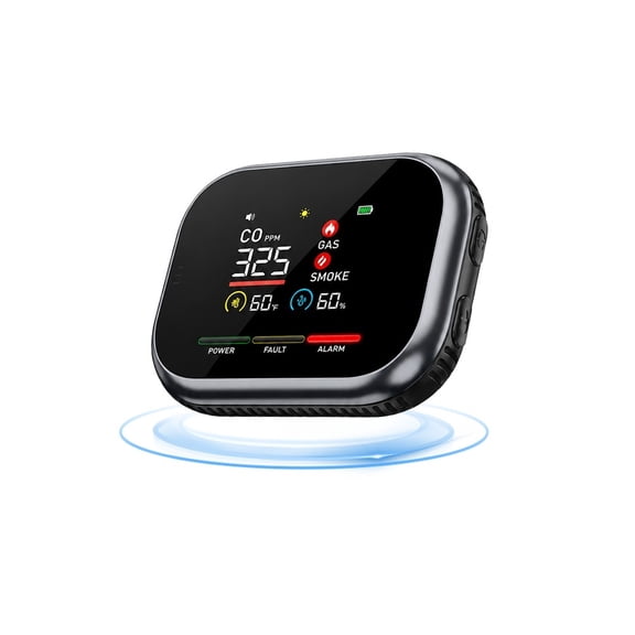 Ivory Home Sense Co Detector,6-In-1 Gas Detector & Indoor Air Monitor, Temperature & Humidity Monitor With Digital Display, For Home, Apartment & Rv