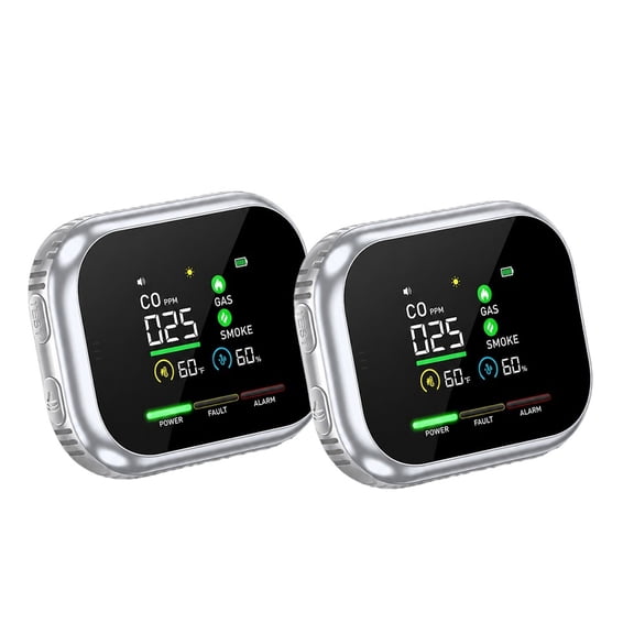 Ivory Home Sense Co Detector,6-In-1 Gas Detector & Indoor Air Monitor, Temperature & Humidity Monitor With Digital Display, For Home, Apartment & Rv