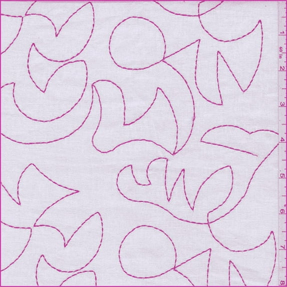 Ivory/Hot Pink Linen, Fabric Sold By the Yard