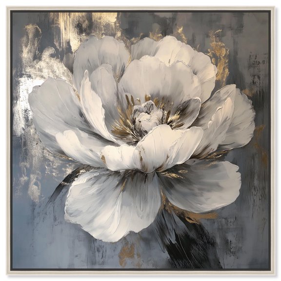 Ivory Incarnation II Canvas Luxe Flower Art by Art Remedy, Silver Frame, 20 x 20