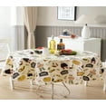 thumbnail image 1 of Ivory Italian Bistro Chef 60 x 84 inch Oval Vinyl Holiday Tablecloth with Flannel Backing, 1 of 7