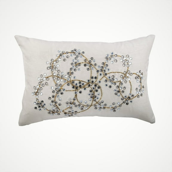 Ivory King Pillow Shams, Crystals Medallion King Pillow Shams, 20x36 inch (50x90 cm) Silk King Shams, Contemporary King Shams - Crystal Clear