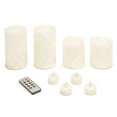 thumbnail image 1 of Ivory LED Pillar Candle Set: Embossed, 9 pack, 1 of 1