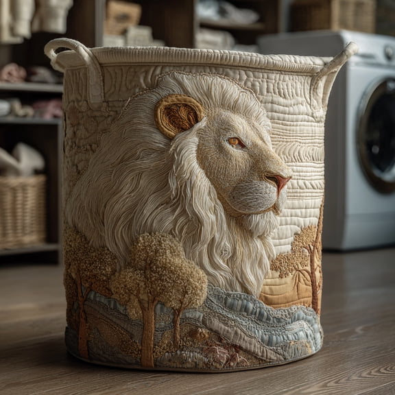 Ivory Lion King Quilted Laundry Basket