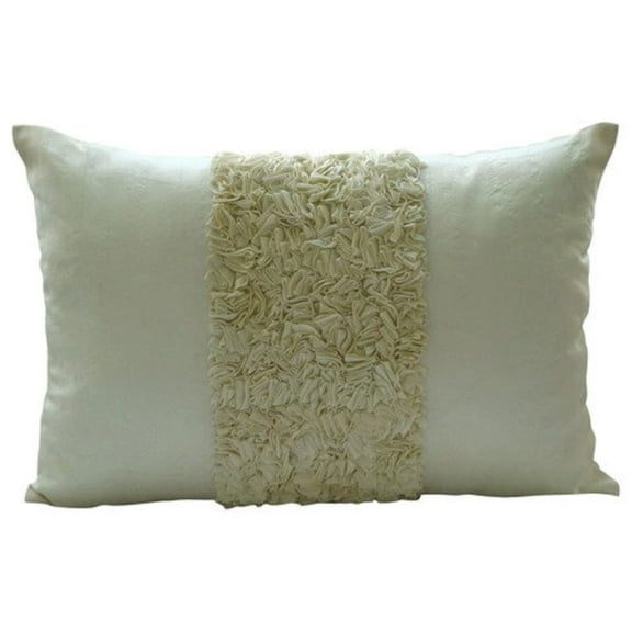 Ivory Lumbar Pillow Cover, 12x26 inch (30x65 cm) Lumbar Pillow Cover, Textured Ribbon Lumbar Pillow Cover, Silk Lumbar Pillow Cover, Striped Modern Lumbar - Vintage Ivory Love