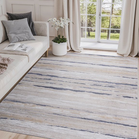Ivory Main Color | Machine-Woven Loop Pile | Virtually No Shedding and Stain Resistant Area Rug