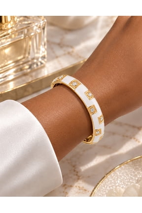 Ivory Majesty Gold and White Bangle