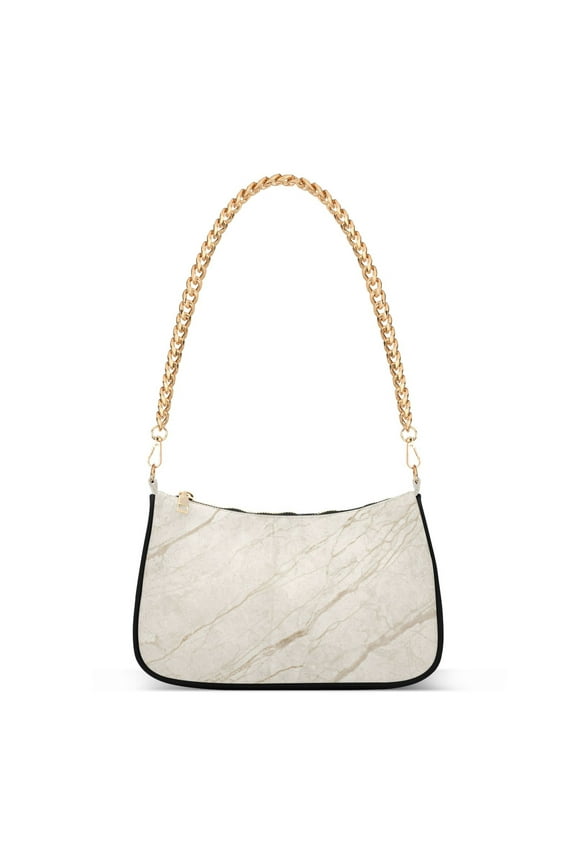Ivory Marble Womens Chain Shoulder Bag Tote Handbag Clutch Hobo Purse with Zipper for Travel Casual