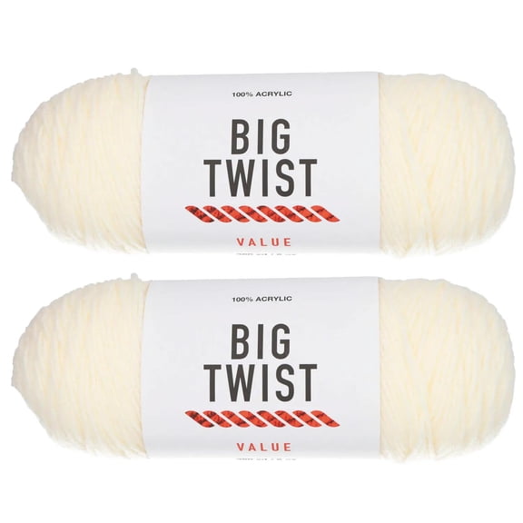 Ivory Medium Weight Acrylic Yarn - 2 Skeins
