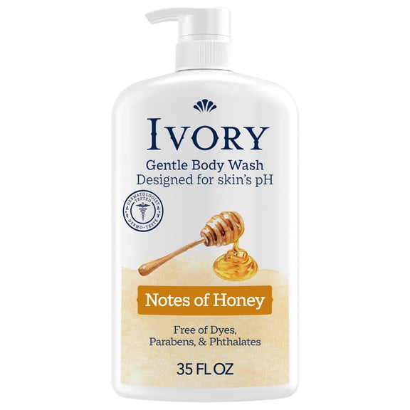 Ivory Mild & Gentle Body Wash, Milk & Honey Scent, for All Skin Types, 35 fl oz