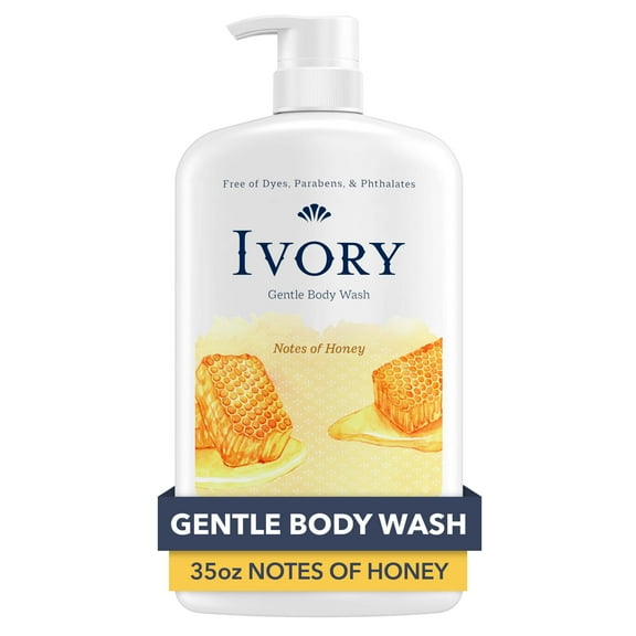 (4 pack) Ivory Mild & Gentle Body Wash, Milk & Honey Scent, for All Skin Types, 35 fl oz