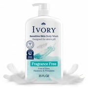 Ivory Mild and Gentle Body Wash, Fragrance-Free, for Sensitive Skin, 35 fl oz