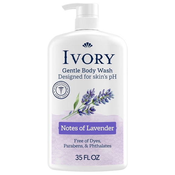Ivory Body Wash, Mild Gentle, Lavender Scent, for All Skin Types, 35 fl oz