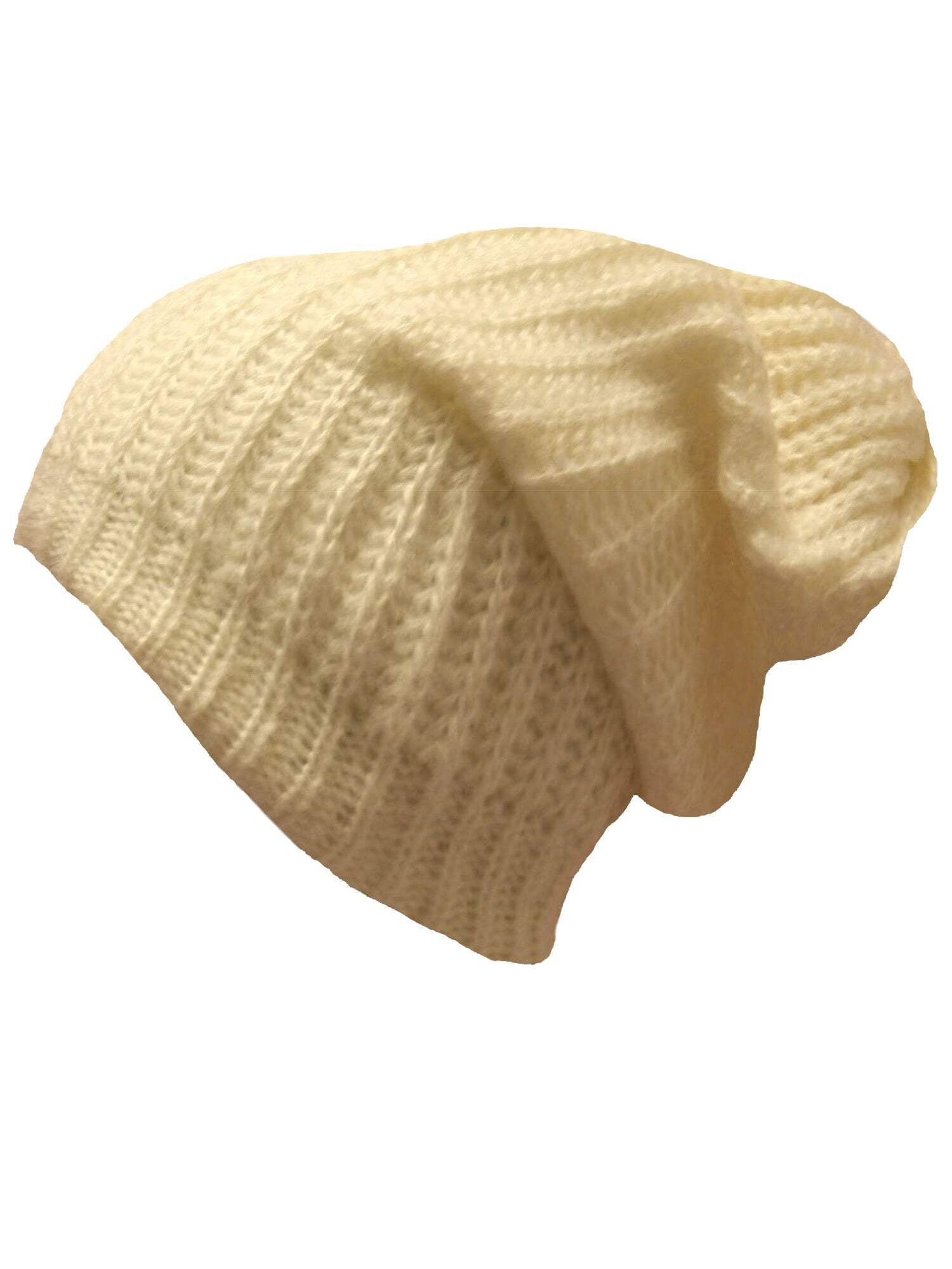 Ivory Mohair Style Knit Slouchy Beanie Cap Hat - Walmart.com display picture 2