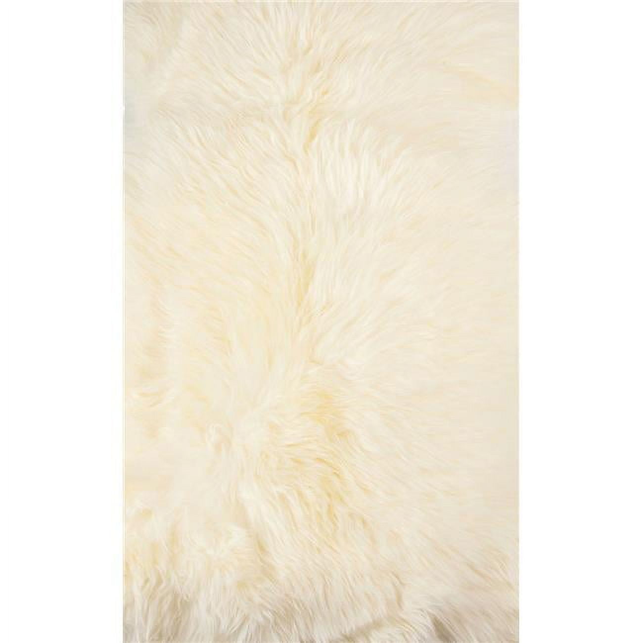 Luxurious Ivory Faux Sheepskin 36"x24" Synthetic Rug