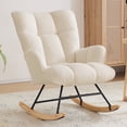 thumbnail image 1 of Nursery Rocking Chair Teddy, Upholstered Glider Rocker with High Backrest, Comfortable Stylish Accent Armchair with Padded Seat for Living Rooms, Bedrooms, Offices Ivory, 1 of 6