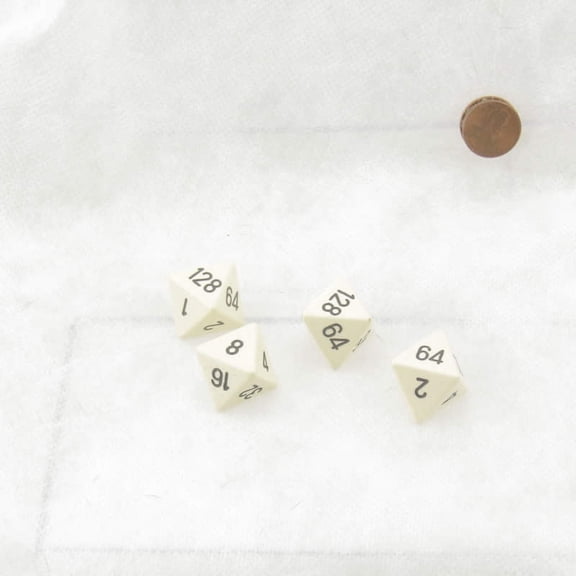 Ivory Opaque Dice with Black Numbers D8 Doubling Cube 18mm (23/32in) Pack of 4 Wondertrail