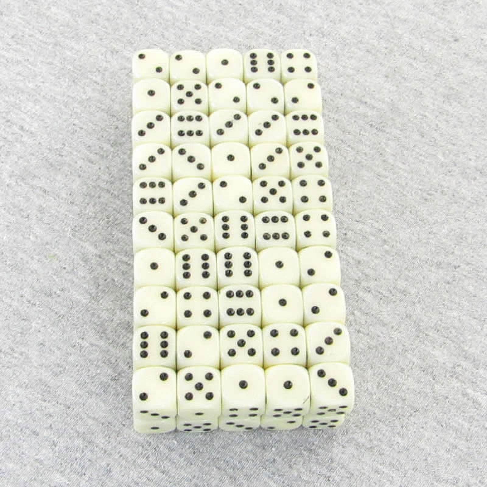 Ivory Opaque Dice with Black Pips D6 12mm (1/2in) Bulk Pack of 100 Wondertrail