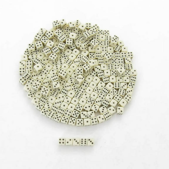 Ivory Opaque Dice with Black Pips D6 5mm (13/64in) Pack of 250 Koplow Games