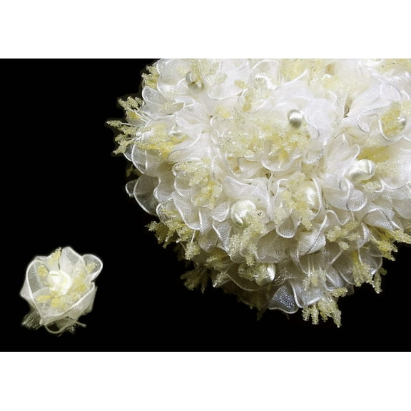 Ivory Organza & Satin Rose Bud (120 Flowers)