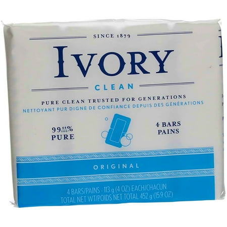Ivory Clean Bar Soap, Original, 4 oz, 4 Ct (3 Pack) (Bundle)