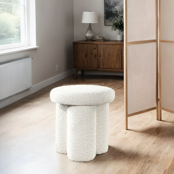 Ivory Ottoman | Comfortable Seating in Various Rooms | Sturdy Crafted with Linen | Fits Small Spaces