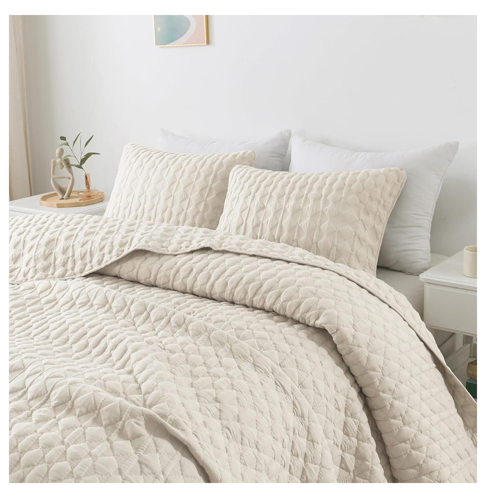 Ivory Oversized California Cal King Size Quilt Bedding Sets with 2 Pillow Shams Lightweight Soft Bedspread Coverlet Bed Cover for All Season 3 Pieces 116x106 inches Walmart
