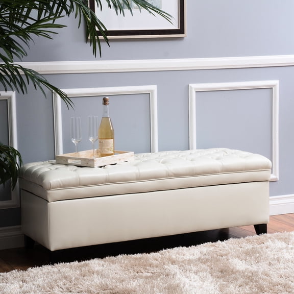 Ivory PU Material - Spacious Storage for Living Room, Convenient Organization