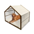 thumbnail image 1 of Ivory Pet House, Victorian Curved Renaissance Style Leaves Branches Classic Petals Illustration, Outdoor & Indoor Portable Dog Kennel with Pillow and Cover, 5 Sizes, Cream, by Ambesonne, 1 of 4
