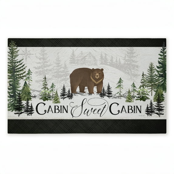Ivory Pines Cabin Printed Outdoor Door Mat, design by Jennifer Pugh, 18"x30"