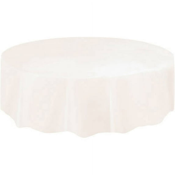 Ivory Plastic Party Tablecloth, Round, 84in