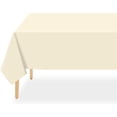 thumbnail image 1 of Ivory Plastic Table Cloth Disposable 2 Pack, 54 x 108 Inch Beige Tablecloths for Party, Baby Shower, Harvest, Fall, Thanksgiving Decorations, Cream Rectangle Table Cover, 1 of 4