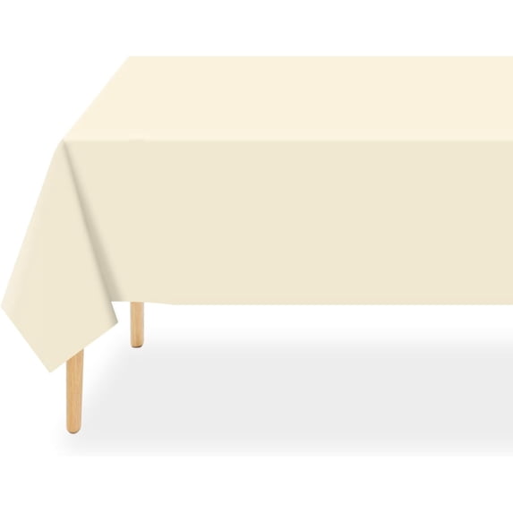 Ivory Plastic Table Cloth Disposable 2 Pack, 54 x 108 Inch Beige Tablecloths for Party, Baby Shower, Harvest, Fall, Thanksgiving Decorations, Cream Rectangle Table Cover