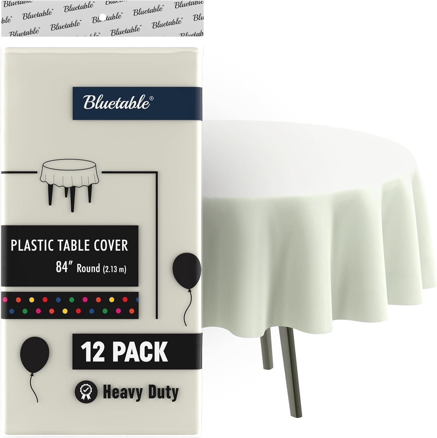 Round Plastic Tablecloth Ivory Disposable (12 Pack) Bulk - Ultra Heavy ...