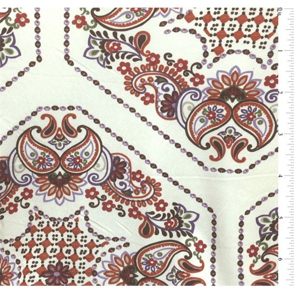 Ivory Print Silk Jersey Knit, Fabric Sold By the Yard