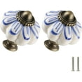 thumbnail image 1 of Ivory Pumpkin Knobs 12 Pack Ceramic Cabinet Knobs Vintage Drawer Pulls - Antique Dresser Pulls with Screws - Blue Petal, 1 of 13