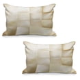 thumbnail image 1 of Ivory Quilted Pillowcover Set of 2, Abstract Square Shaped Geometric Fractal Pattern Modern Shady Tone Display, Standard Queen Size Pillow Cover for Bedroom, 36" x 20", Cream Beige, by Ambesonne, 1 of 1