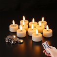 Ivory Real Wax Flameless Tealights Set of 10 with Remote Batteries