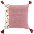 thumbnail image 1 of Ivory Red Accent Stitch Color Block Throw Pillow, 1 of 5