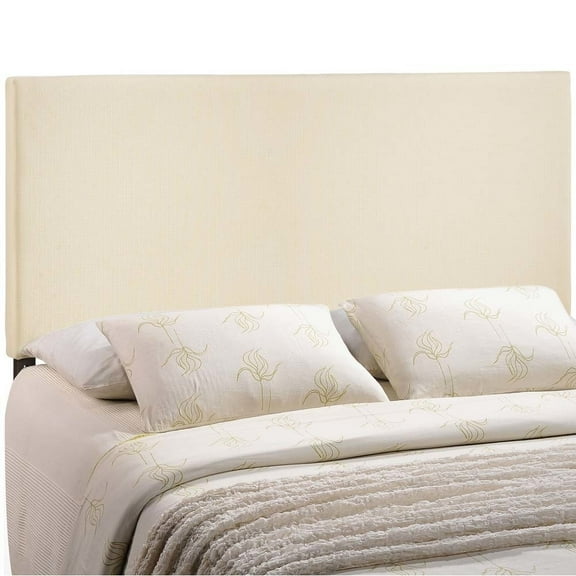 Modway Region King Upholstered Linen Fabric Headboard in Ivory