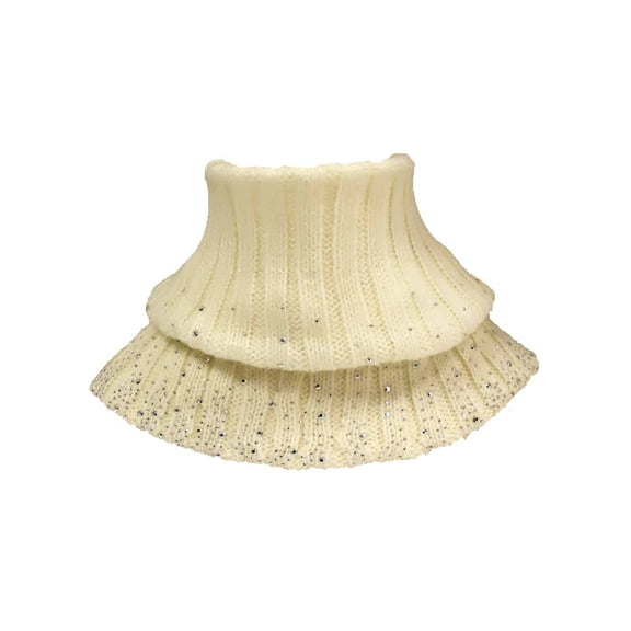 Ivory Ribbed Knit Neck Warmer With Rhinestones