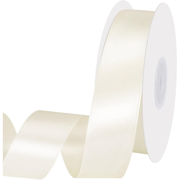 Ivory Ribbon 1 Inch 30 Yards Cream Satin Ribbon for Wedding Decor Crafts Bridal Shower Gift Wrapping Hair Bows Wedding Event Decorations (Double Faced)