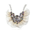 thumbnail image 1 of Ivory Ruffle Chiffon Fan Crystal Rhinestone Gem Chain Link Collar Bib Necklace, 1 of 5